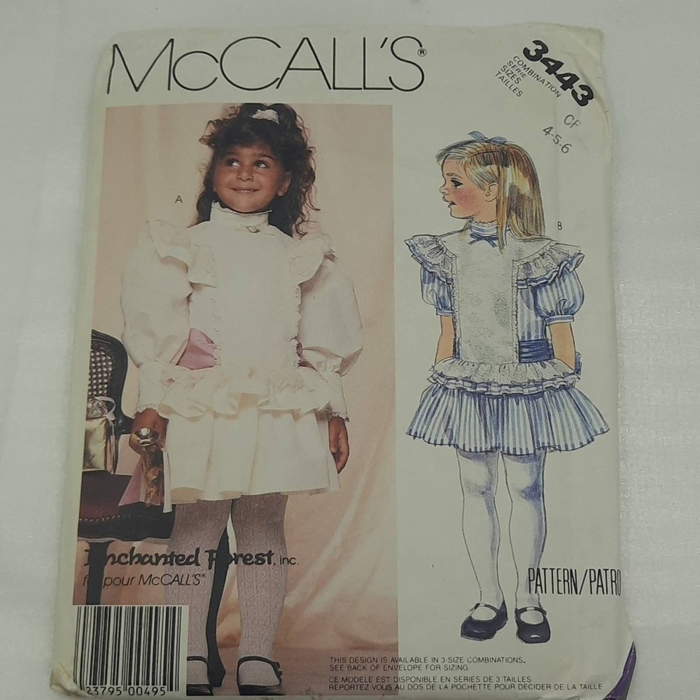 Vintage McCall's Sewing Pattern 3343 Little Girl's Dress & Sash Size 4-5-6